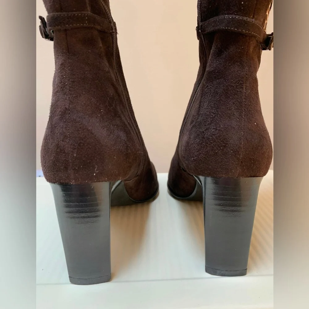 BELLOFATTO ~ Dark Chocolate Brown Suede Boots ~ Made in Italy - Picture 4 of 10